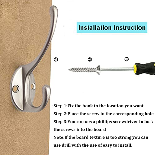 30 Pack Heavy Duty Silvery Dual Coat Hooks for Coat (30 Count)