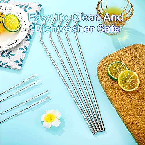 8 Pieces 14 Inch Reusable Stainless Steel Straws Long Drinking Straws for 100 oz Tumblers