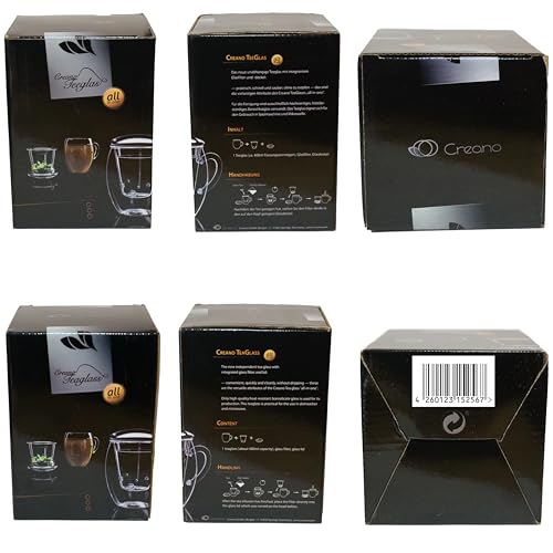 2x All-In-One Tea Glass with integrated Glass Filter and Lid - 14oz (400ml) (2 Count)