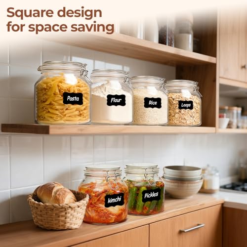 Large Glass Pantry Jars with Airtight Lids 74 oz 2 Pack Wide Mouth (2 Count)