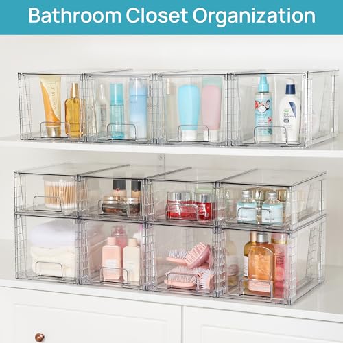 4 Pack Large Stackable Storage Drawers (4 Count)
