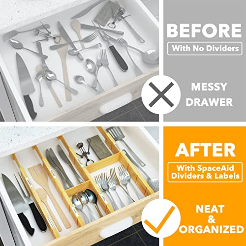 Bamboo Drawer Dividers with Inserts and Labels