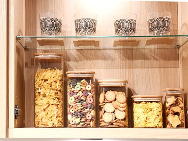 Glass Food Storage Jars Square 61oz (3 Count)