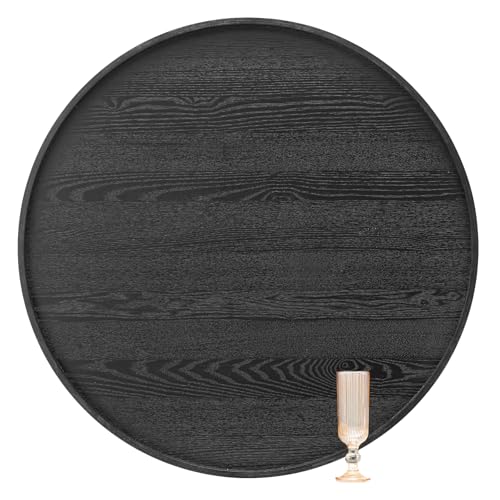 30 inch Round Solid Wood Serving Tray Extra Large Tea Coffee Snack Food Meals Serving Plate Non