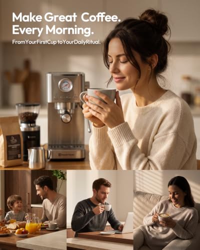 Slim Espresso Machine with Milk Frother