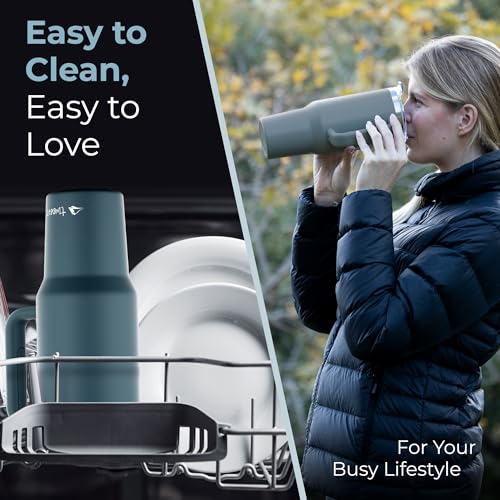 40 oz Tumbler With Handle and Straw Made of Stainless Steel
