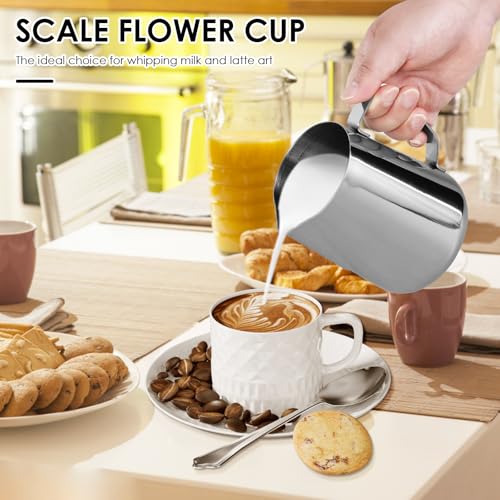 32oz Stainless Steel Milk Frothing Pitcher with Measurement Marks & Art Pen