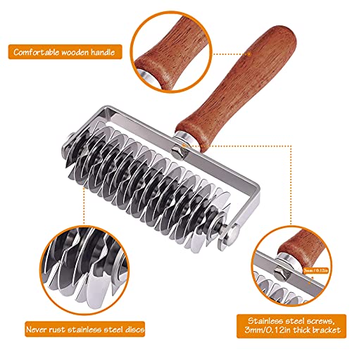 Stainless Steel Lattice Dough Cutter with Wood Handle