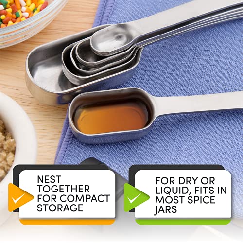 Nesting Stainless Steel Measuring Spoons Set of 7 with Leveler