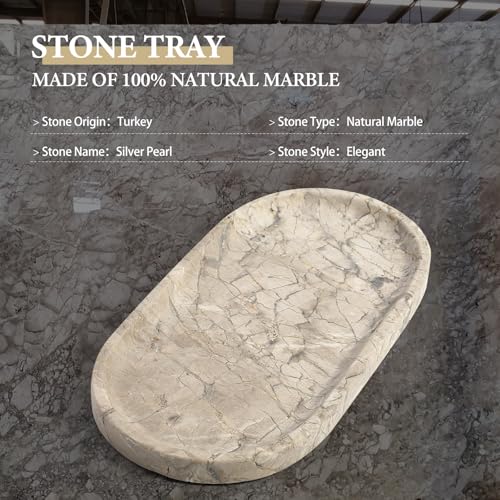 Natural Silver Pearl Marble Decorative Tray
