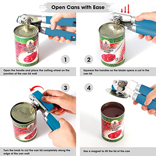 Heavy Duty Hand Can Opener Manual with Magnet Lid Remover