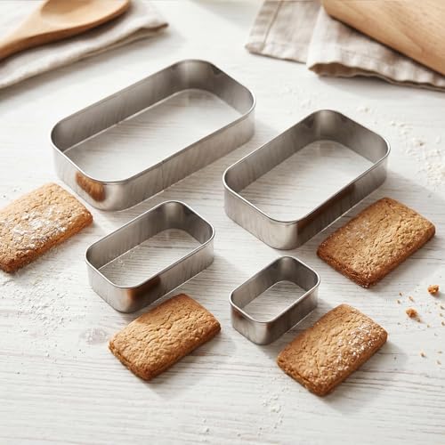 Rounded Rectangle Cookie Cutter Stainless Steel Plaque Cookie Cutters Geometric Frame Cookie Cutters Shapes Molds for Baking 1 Inch Depth (4 Count)