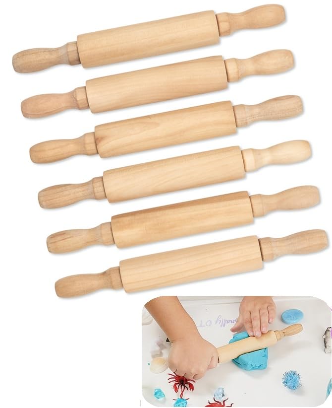 8 Inch Premium Kids Mini Rolling Pins (6 Count)