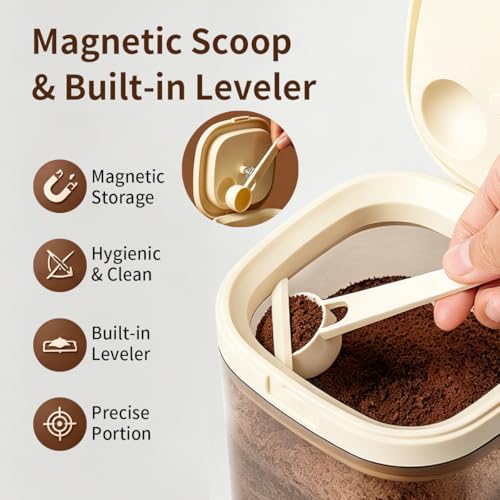Airtight Food Storage Container with Magnetic Scoop & Built
