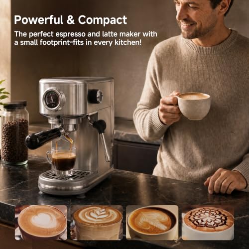 H10B Programmable Espresso Machine with LED Display & Pressure Gauge