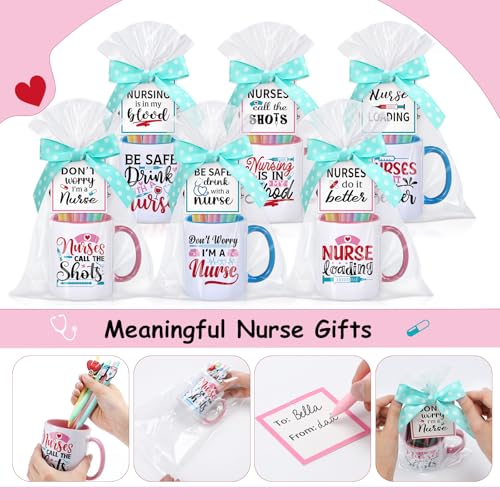 6 Set Employee Appreciation Gifts Include Thank You Staff Mug Gift Set 12 oz Appreciation Mugs Inspirational Pens Tags for Employee Staff Team Group (6 Count)