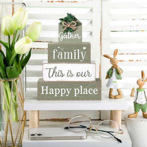 4 Pcs Farmhouse Table Decoration Rustic Sign Block (4 Count)