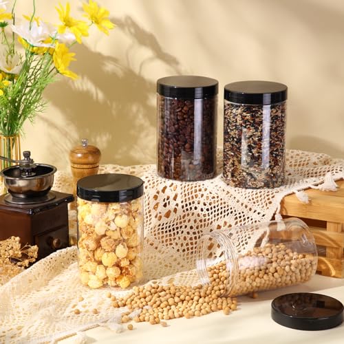 4 Pcs Plastic Jars Wide Mouth with Lids (4 Count)