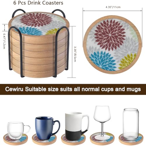 Wood Coasters Set of 6 with Holder