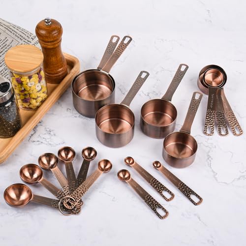 Copper Measuring Cups and Spoons Set 20 for Kitchen & Baking (20 Count)