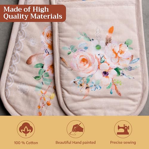 Double Oven Mitts 100% Cotton Double Oven Glove