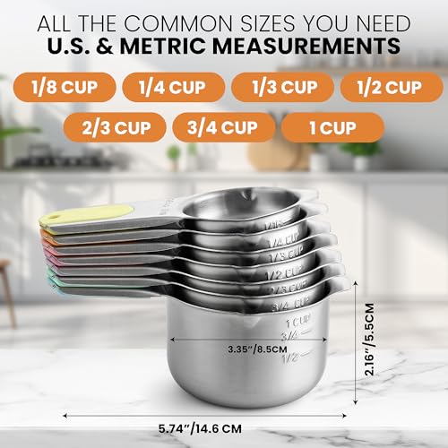 Magnetic Stainless Steel Measuring Cups Set of 7 (7 Count)