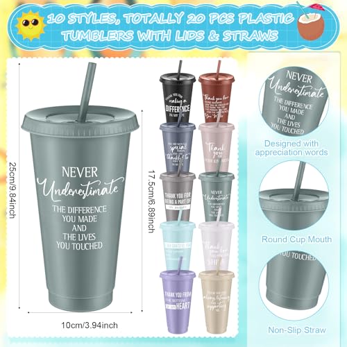 60 Pcs Employee Appreciation Gifts Bulk 24 oz Thank You Tumbler with Lid and Straw Mini Spiral Notebooks and Pens Appreciation Gifts for Team Employee Coworkers Teacher (60 Count)