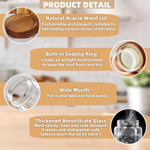 28 Fl oz Glass Food Storage Jar with Airtight Wooden Screw on Lid and Scoop