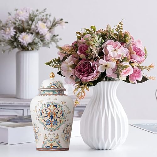 12 inches flowers Ginger Jar with Lid Chinese Decorative Ceramic