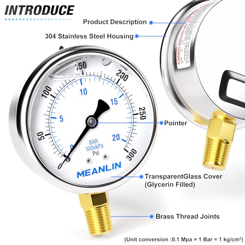 0~300Psi Stainless Steel 1