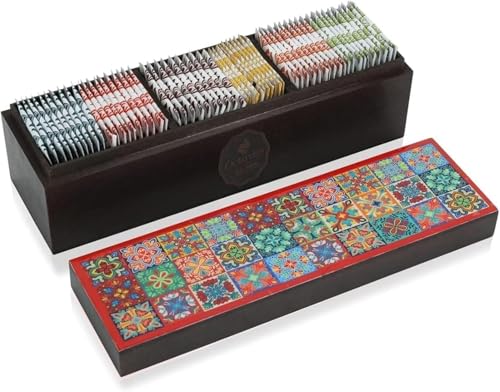 Assorted Tea Variety Pack in Tile Motif Design Wooden Box (60 Count)