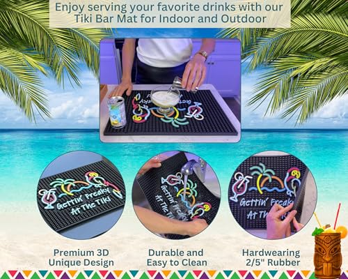 Gettin Freaky at The Tiki Bar Mat 18x12 in