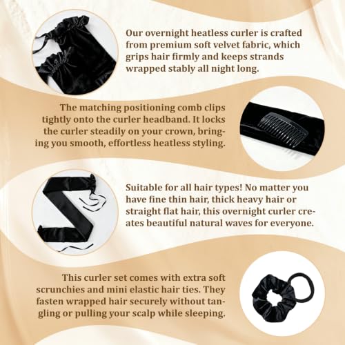 Sleepy Tie Heatless Curling Headband Overnight No Heat Curler Set for Long Hair