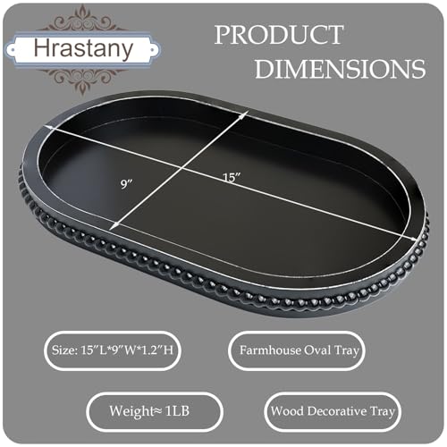 Black Oval Wood Decorative Ottoman Tray for Coffee Table