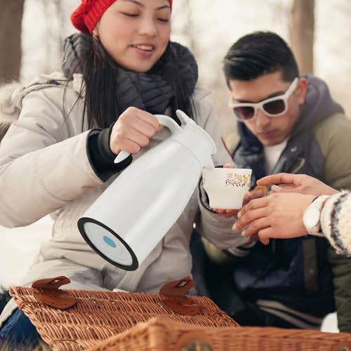2 Pcs Thermal Coffee Carafe Insulated Stainless Steel Coffee Carafe for Hot Liquid Vacuum Thermal Pot Creamer Pitcher Dispenser with Brushes Keeping Hot Water Milk (2 Count)