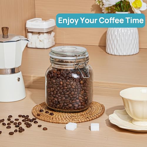 34oz Glass Food Storage Jars with Airtight Clamp Lids (3 Count)