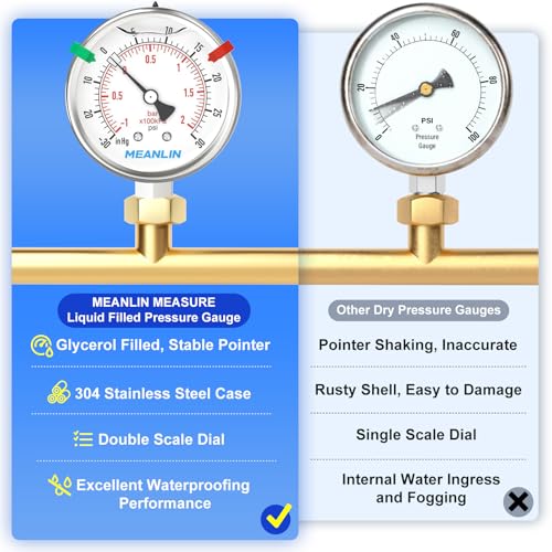 30inHG~30Psi Vacuum Pressure Gauge 316 Stainless Steel Joint 1