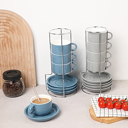 Sweejar Porcelain Espresso Cups with Saucers (4 Count)