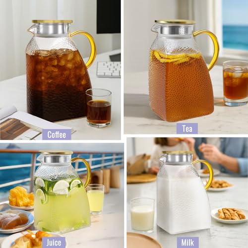 2 Pack Glass Pitcher With Handle And Lid (2 Count)