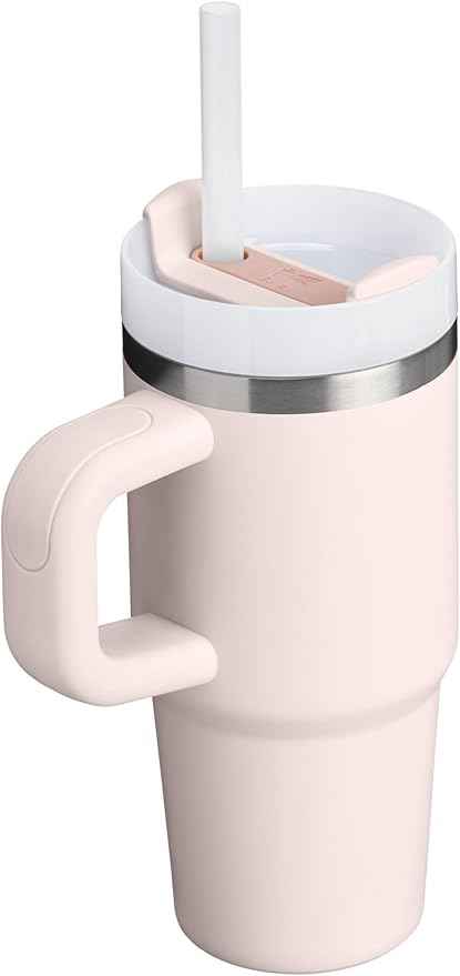 STANLEY Quencher H2.0 Tumbler with Handle and Straw 14 oz | Flowstate 3-Position Lid | Cup Holder Compatible for Travel | Insulated Stainless Steel Cup | BPA-Free | Rose Quartz 2.0