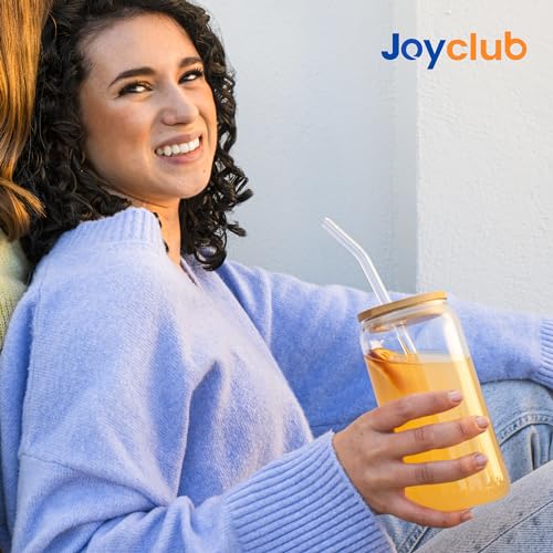 20Pcs Glass Cups with Bamboo Lids and Straws Bulk 16 oz Can Shaped (20 Count)