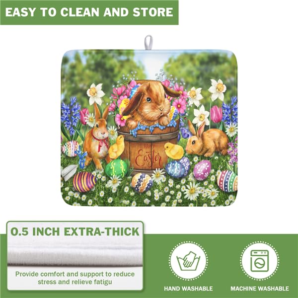 Easter Bunnies Eggs Dish Drying Mat for Kitchen Counter