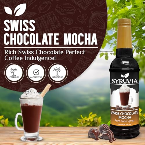 Coffee Syrup Swiss Chocolate Mocha Flavored Syrup for Drinks (25.4 Fl Oz)