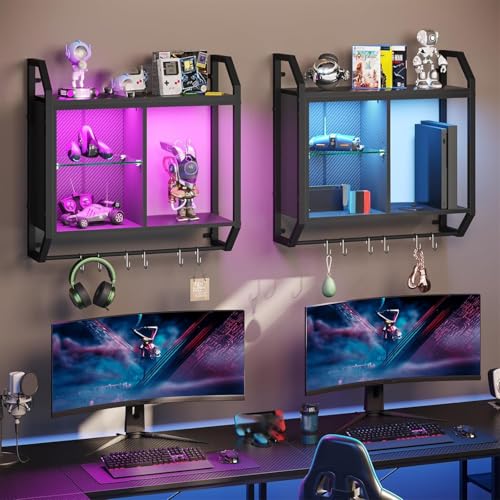 25" LED Gaming Floating Shelves for Wall