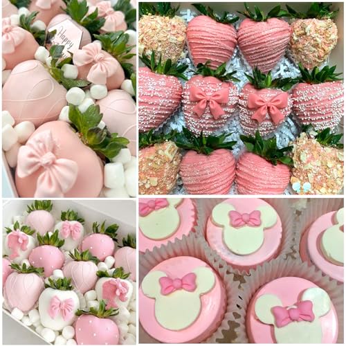 30 Pcs Pink Bow Cupcake Toppers (30 Count)
