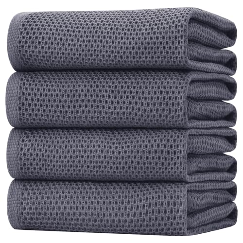 100% Cotton Oversized Waffle Weave Kitchen Towels 4 (4 Count)
