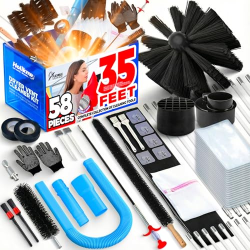 35FT Dryer Vent Cleaner Kit 58Pcs
