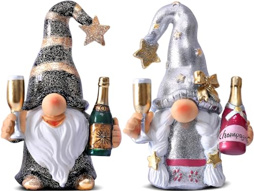 Champagne Gnomes Mother's Day Decorations for Home Party Gnomes Figurines Wine Bar Decor Gnomes Gifts for Women Champagne Birthday Wedding Party Unique Birthday Housewarming (2 Count)