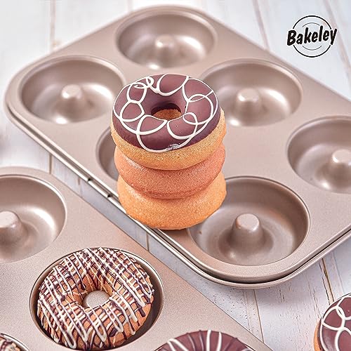 Non-stick 6-Cavity Donut Pans,Set of 2,Ring Doughnut Pan,Donut Pan for Baking(Champagne Gold) (2 Count)