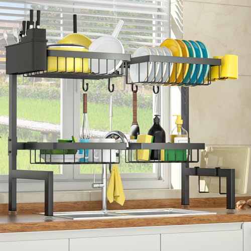 4 Baskets 2 Tier Over The Sink Dish Drying Rack